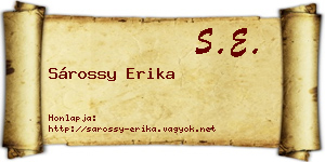 Sárossy Erika névjegykártya